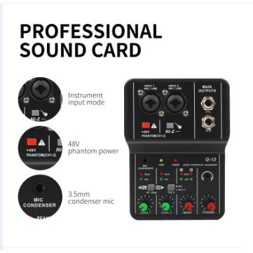 Professional USB audio interface with multiple inputs and 48V phantom power for clear sound recording