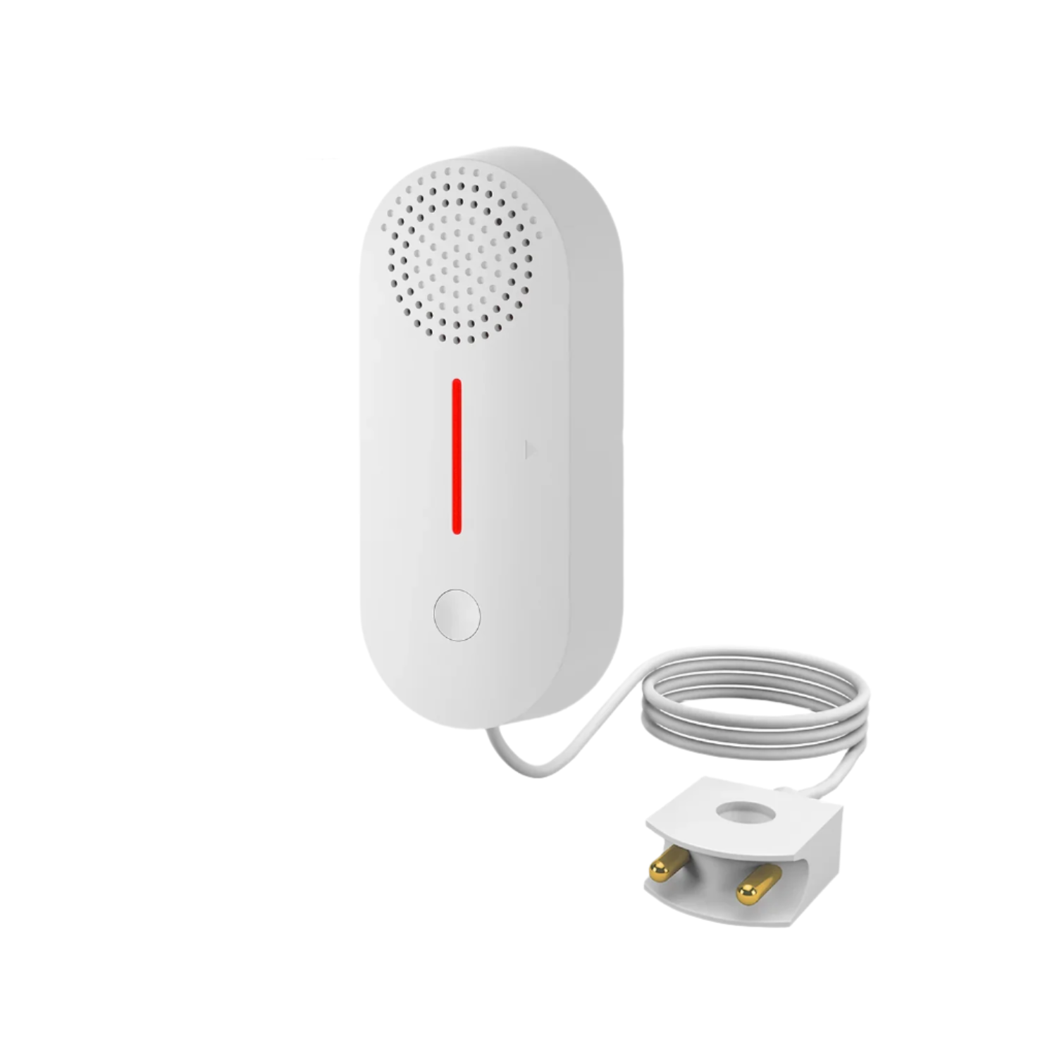 Tuya water level sensor alarm with white compact design and wired connection for home security