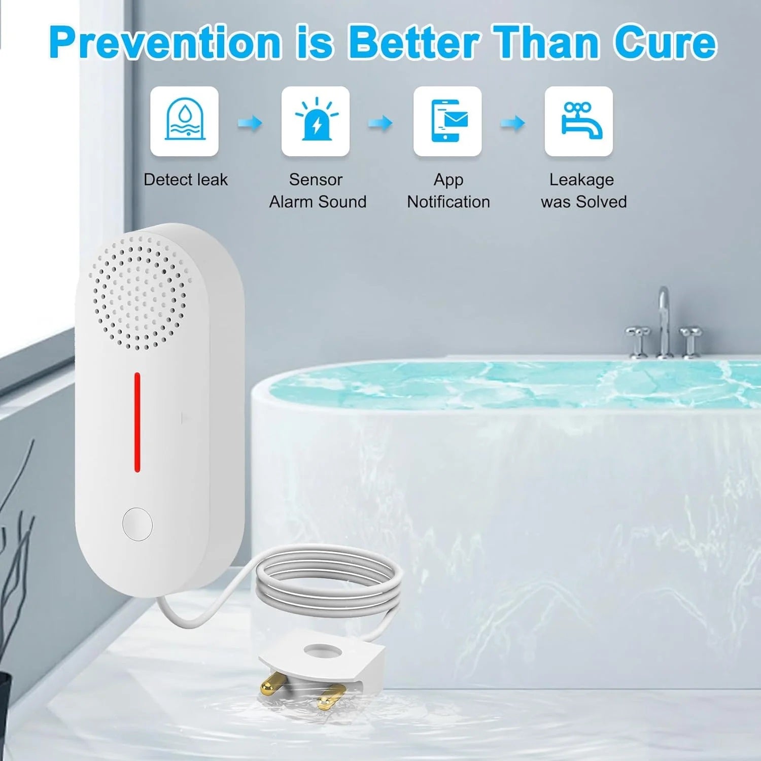 Tuya water level sensor alarm home security system detecting water leak with app notification