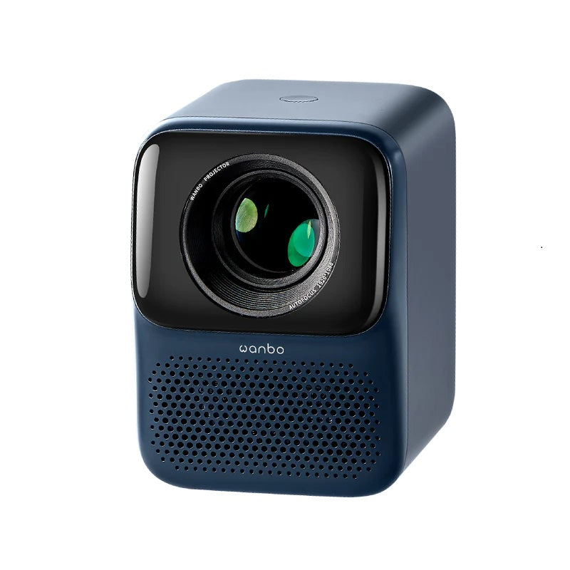 VMIDirect adjustable angle theater projector for home with compact blue design and large lens