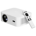 White auto focus home cinema projector with remote control and ventilation holes