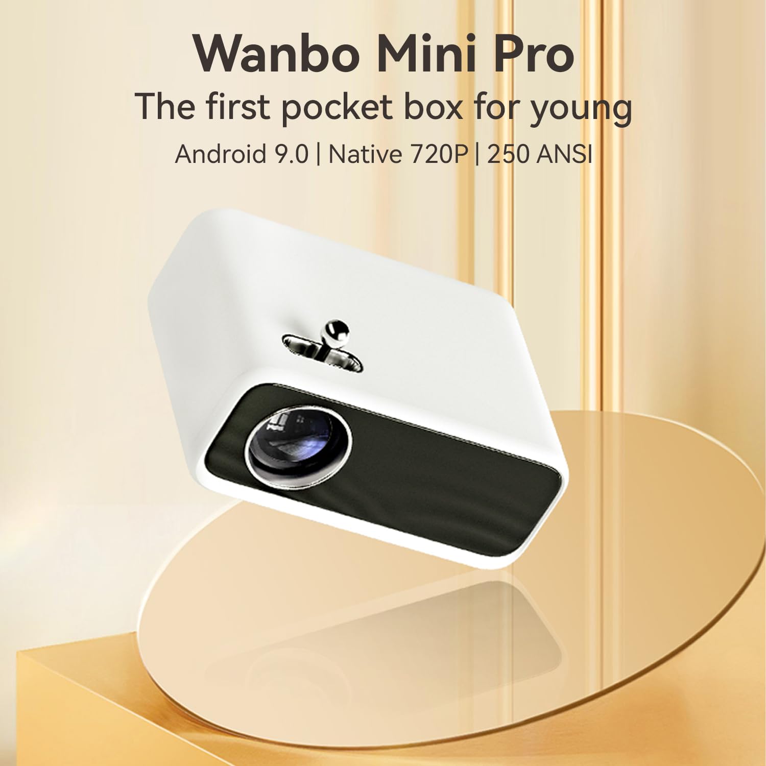 Wanbo Mini Pro smart projector white compact design with native 720P resolution