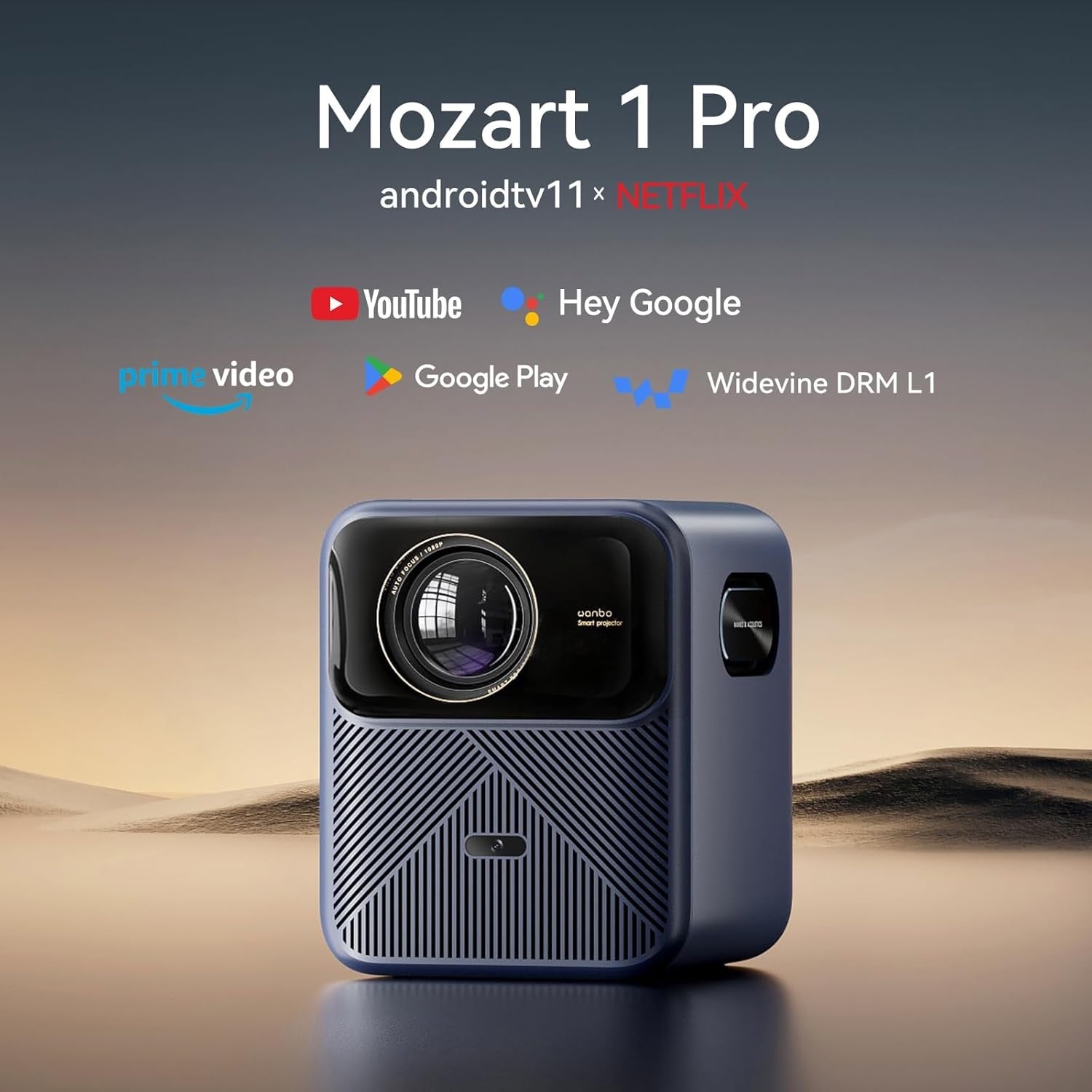 Wanbo Mozart 1 Pro Android projector with Android TV 11 and streaming app compatibility