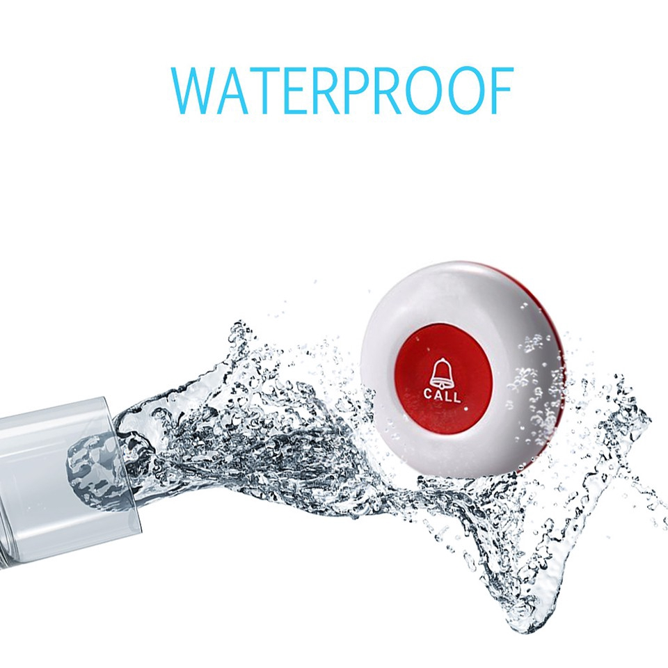 waterproof emergency buzzer for wireless caregiver pager system with a red call button