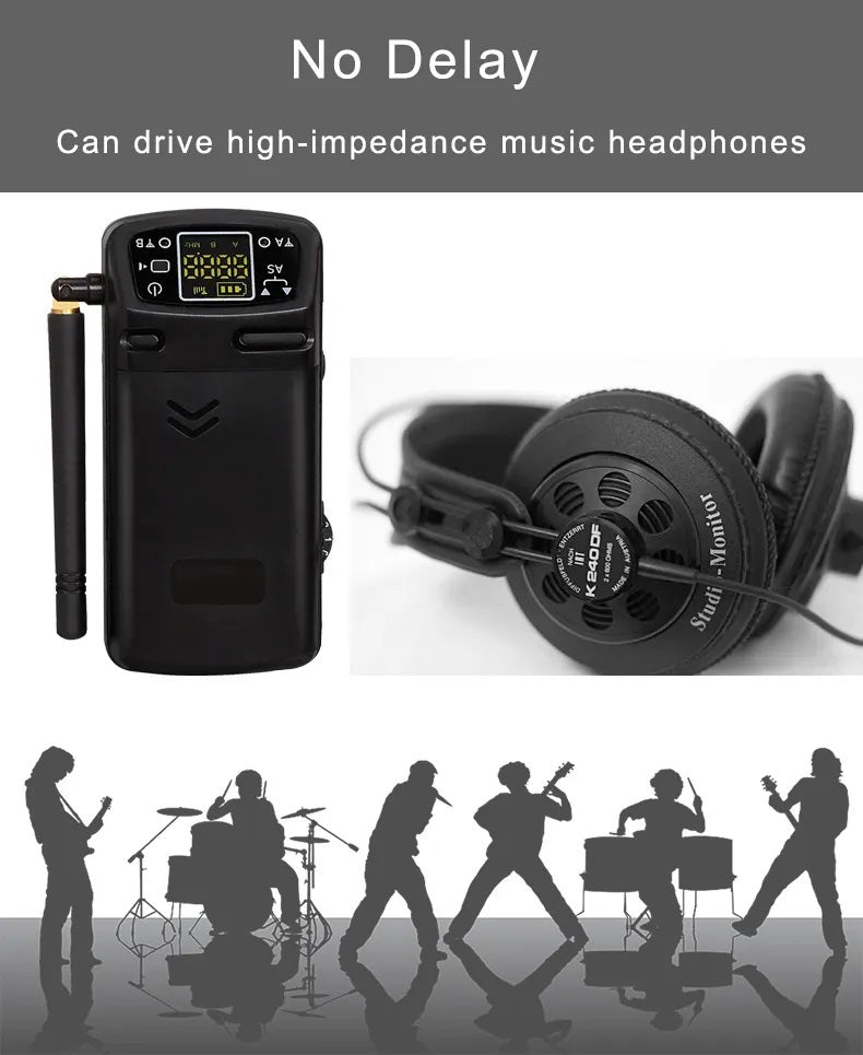 Wireless in-ear monitor system with high-impedance support for musicians and performers
