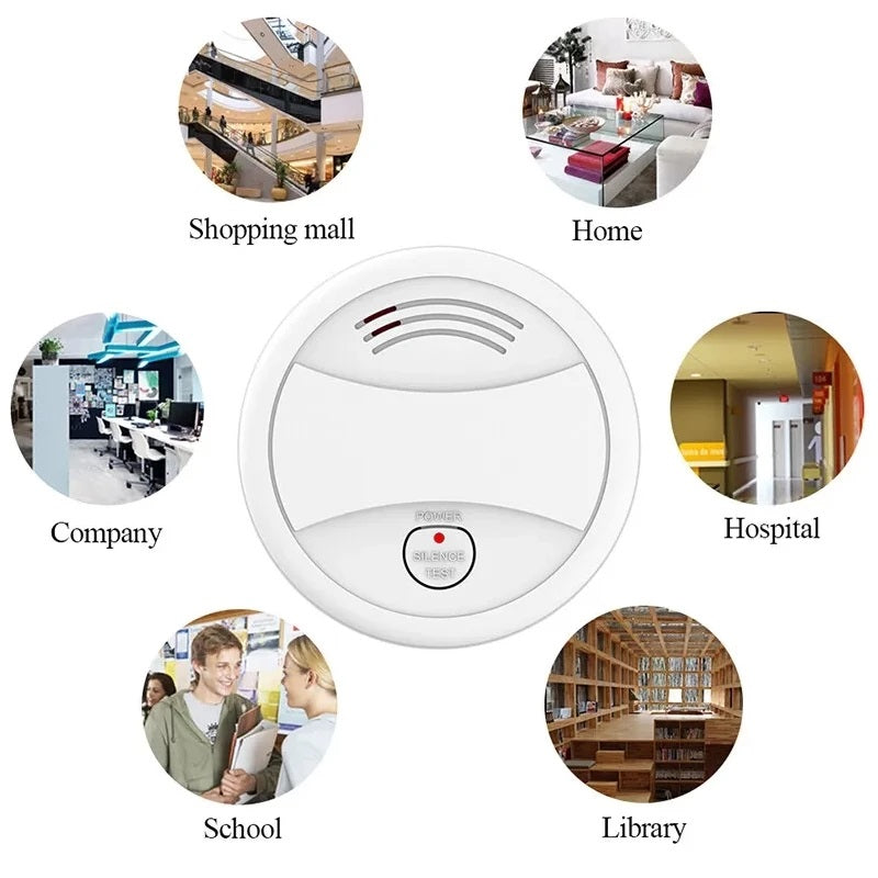 Wireless Smoke Detector home security alarm system for use in home office school hospital and shopping mall