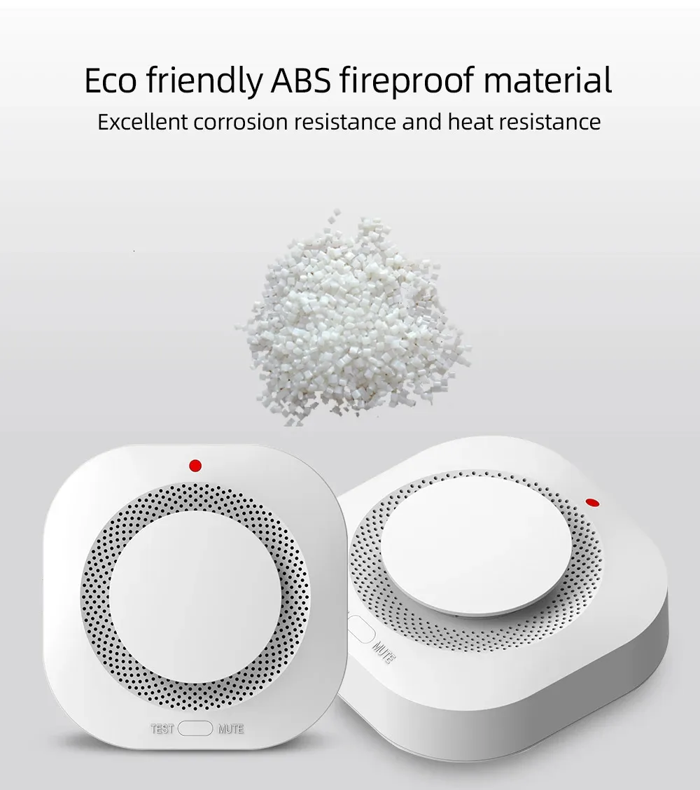 Wireless smoke detector with eco-friendly ABS fireproof material and heat resistance