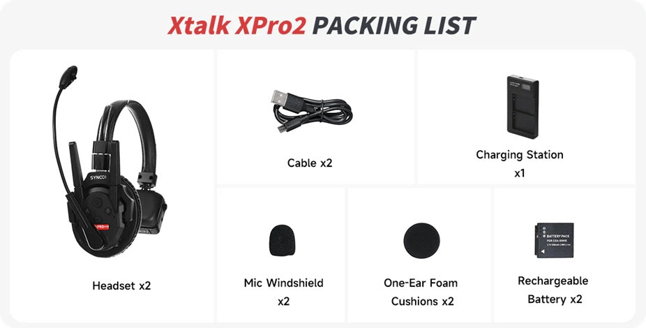 Xtalk XPro2 Wireless Communication Headset for Events with Charging Station and Accessories