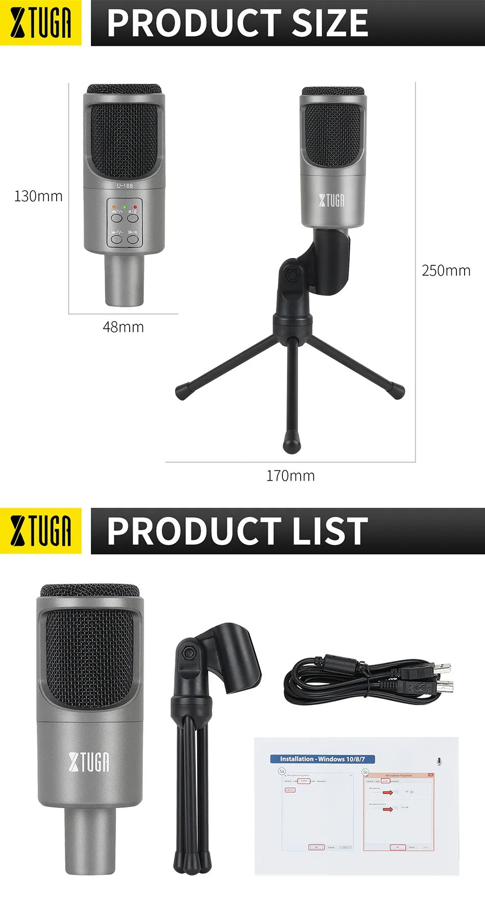 Desktop recording microphone with noise reduction features and adjustable stand for clear audio