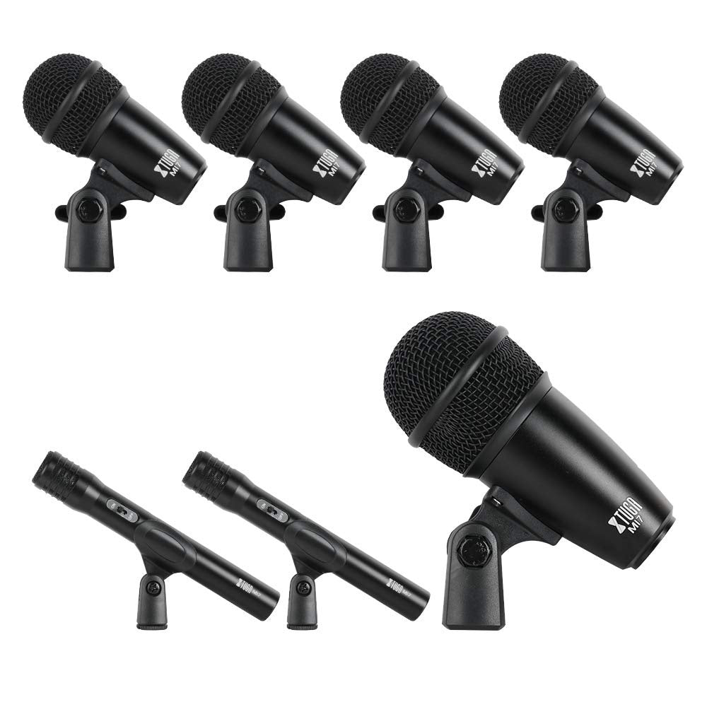 Dynamic drum mic kit featuring four dynamic microphones and two hypercardioid mics with stands