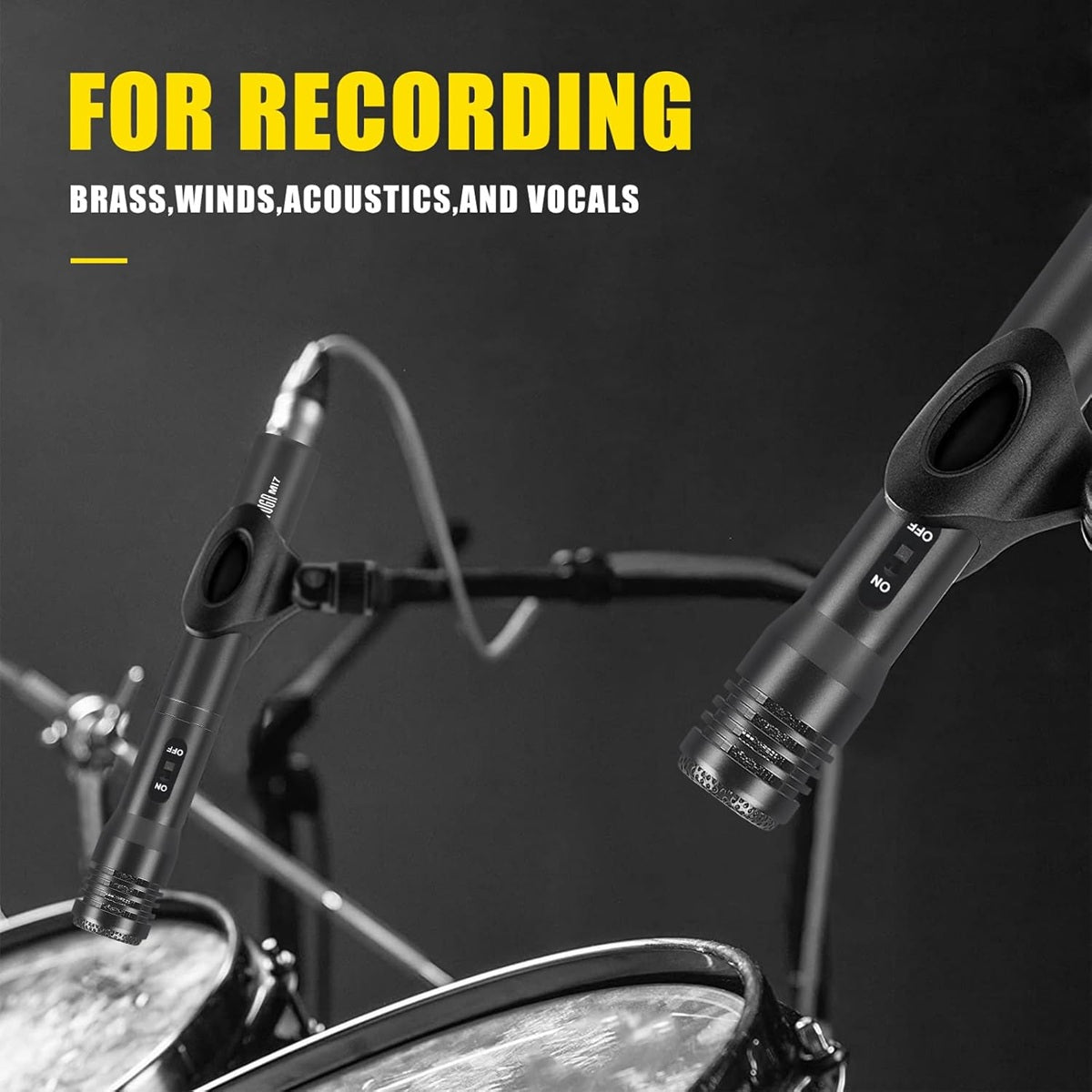 Dynamic drum mic kit ideal for recording vocals, brass, winds, and acoustic instruments