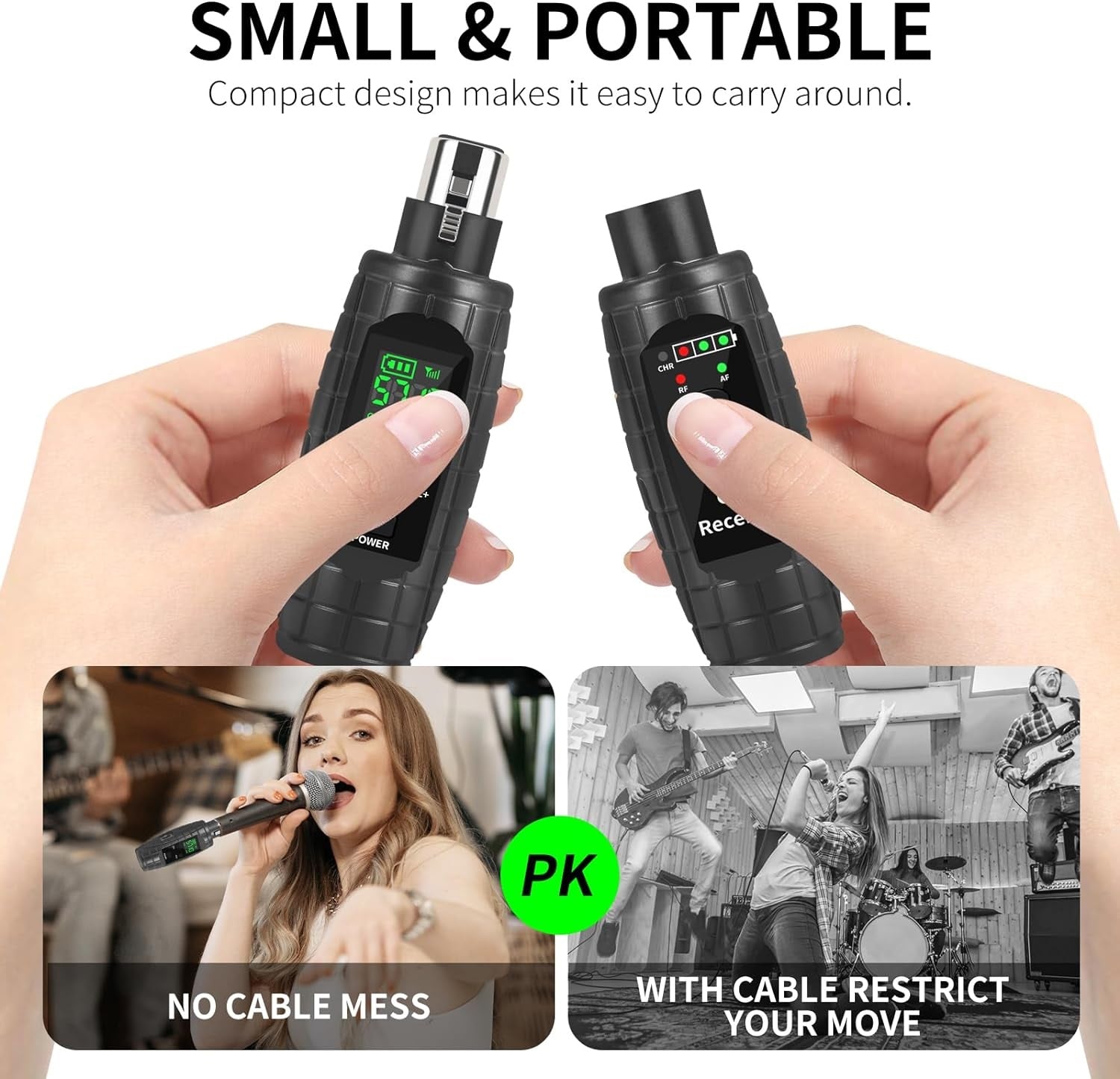 XTUGA U-95 guitar wireless system with compact design for easy portability and no cable mess