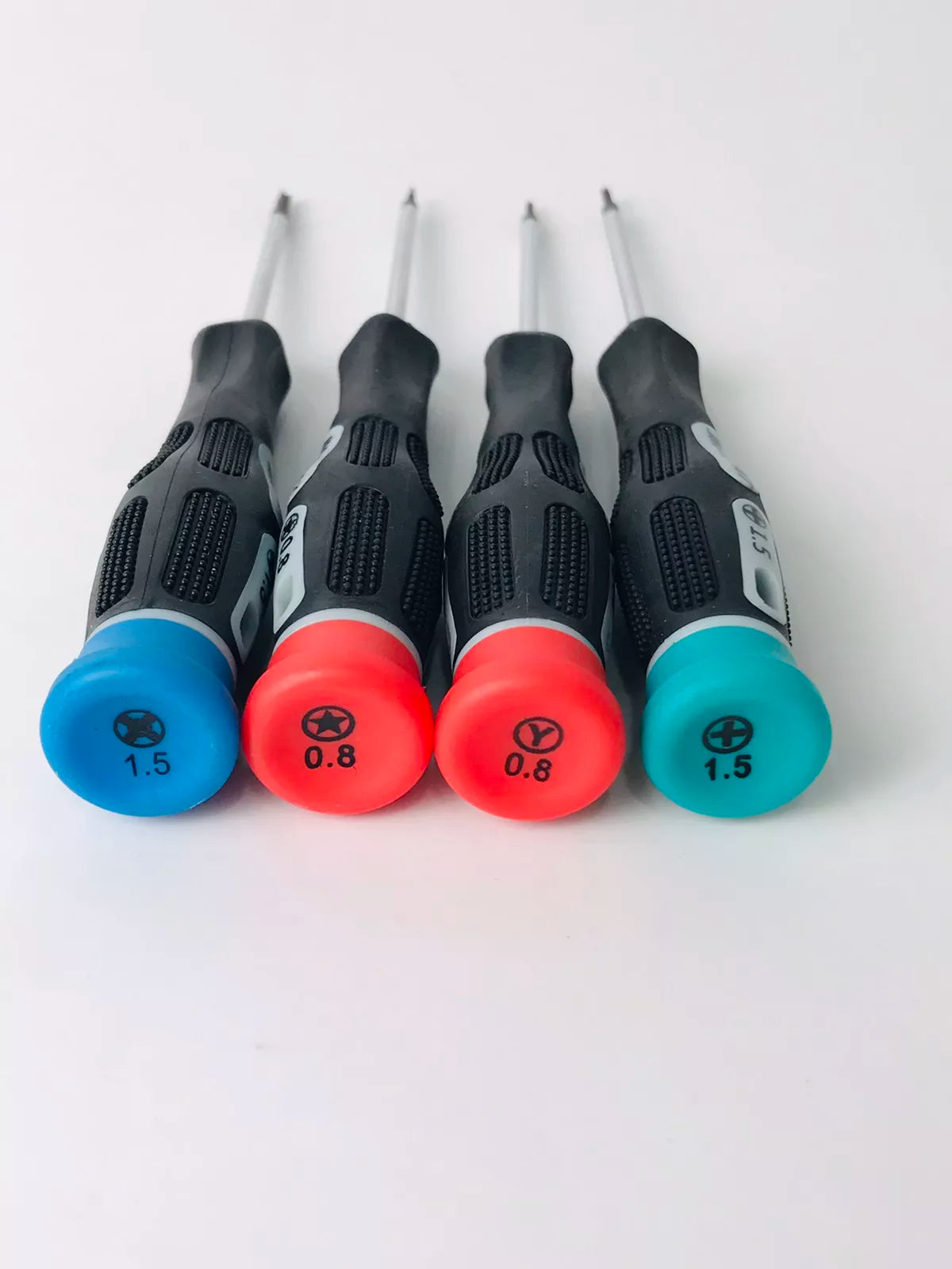 Anti-Slip Professional Screwdriver Set with four ergonomic handles in different colors
