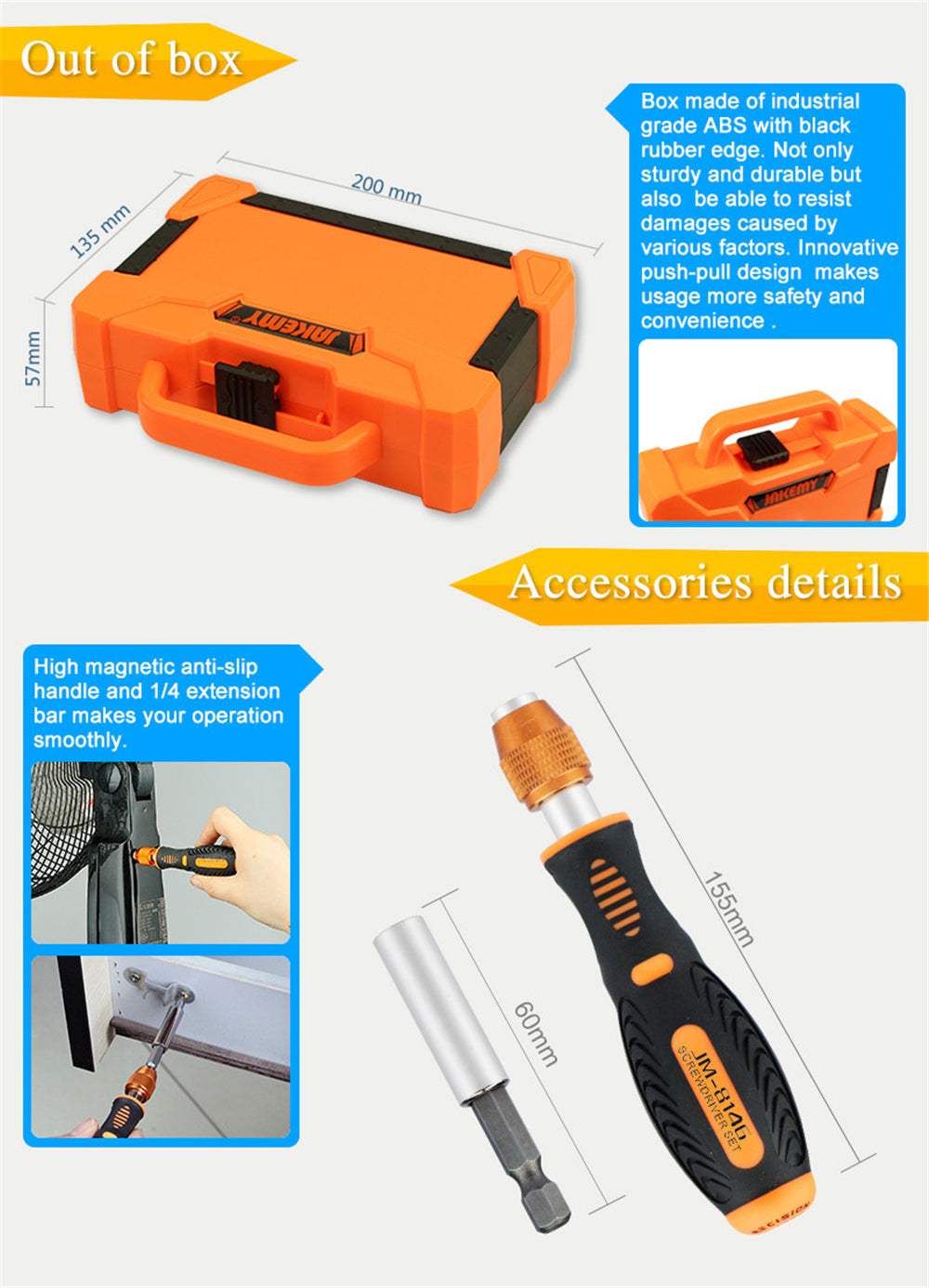 JAKEMY JM-8146 toolkit with durable storage case and ergonomic screwdriver for versatile repairs