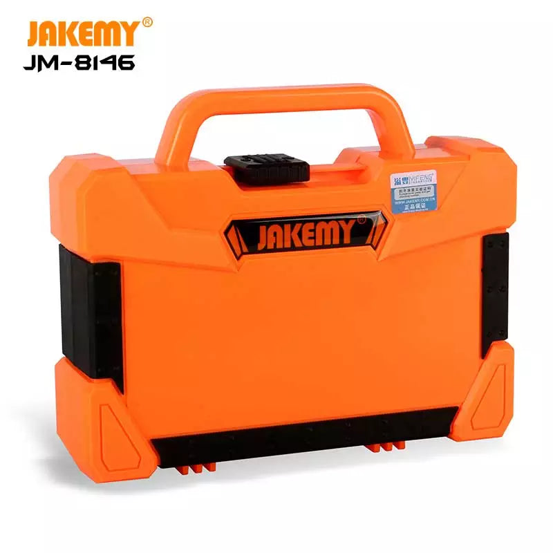 JAKEMY JM-8146 toolkit in bright orange case designed for convenient tool organization and portability