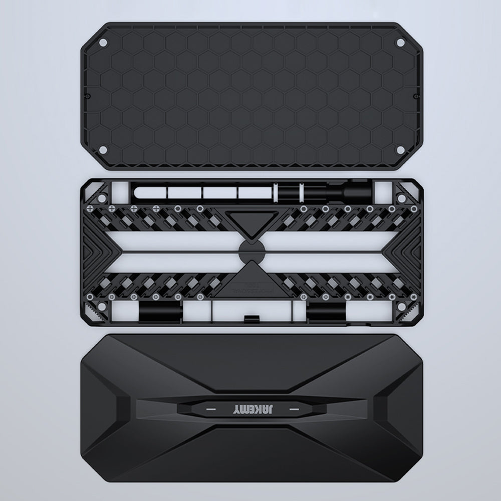 Jakemy JM-8175 precision screwdriver set with a sleek black case for easy organization and portability