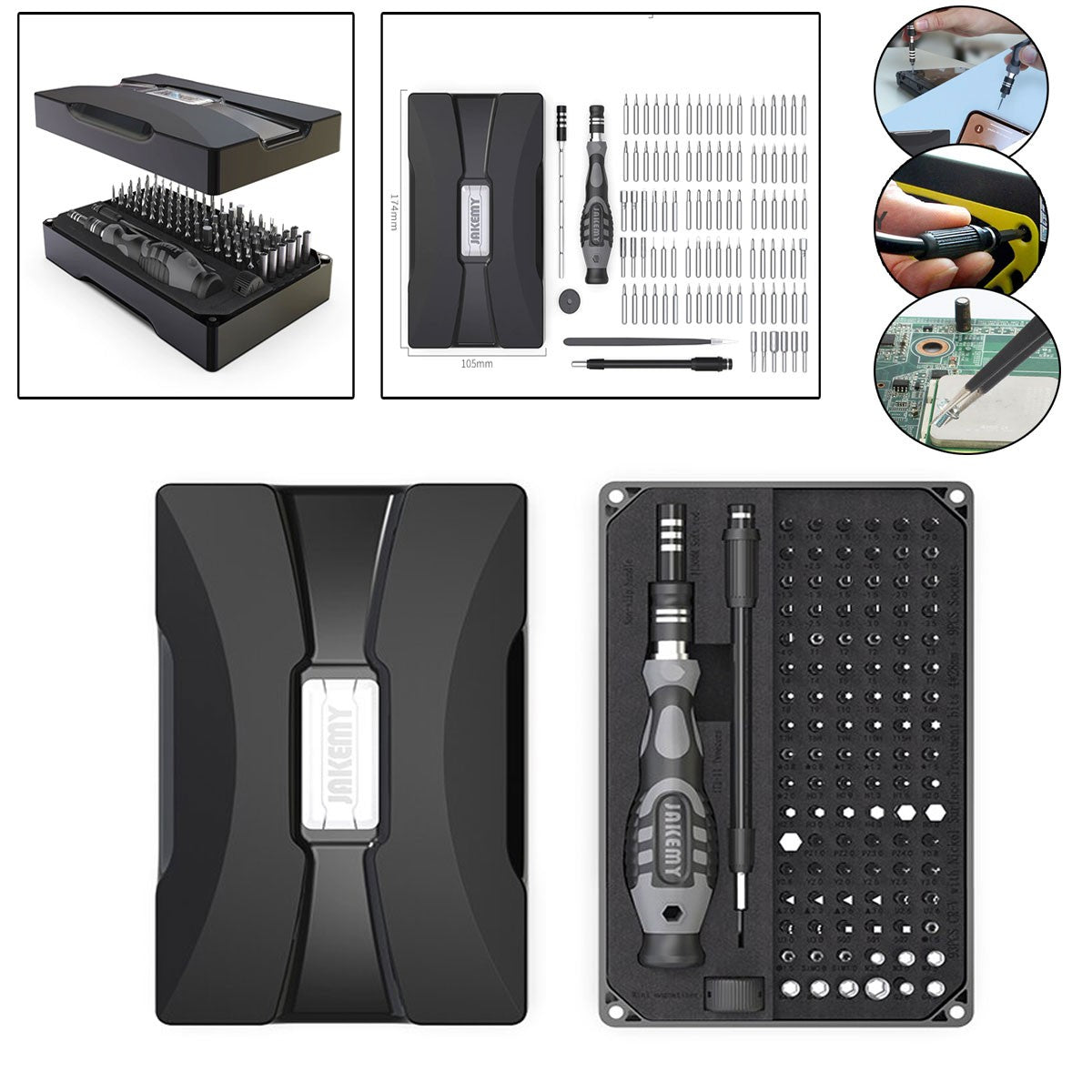 Precision Screwdriver Set 106 in 1 with various bits and ergonomic handle for detailed work