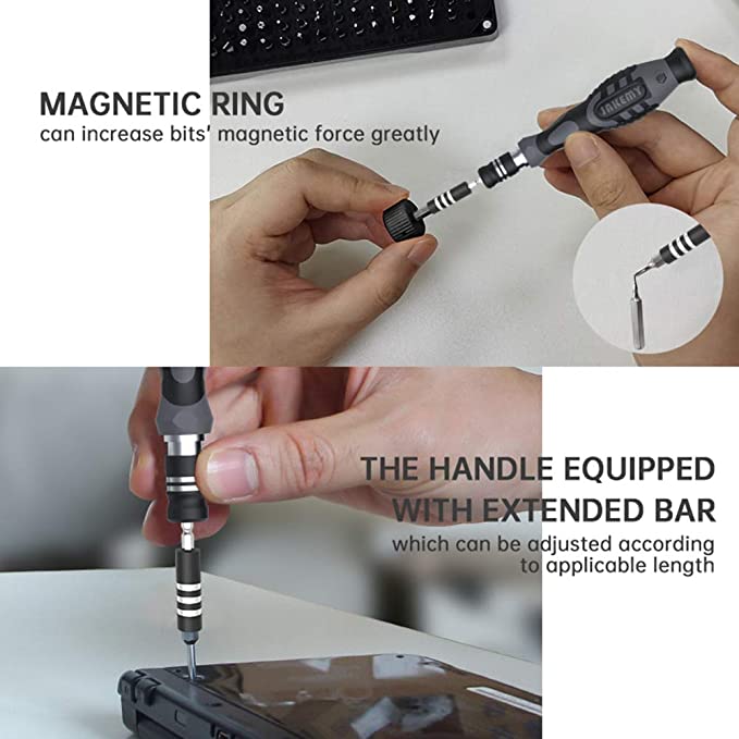 Precision Screwdriver Set 106 in 1 featuring a magnetic ring and adjustable handle for versatile use