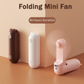 VMIDirect portable mini fan power bank in brown white and pink folding handheld fan with 46 hours duration
