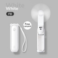 White VMIDirect handheld portable mini fan power bank with free lanyard and USB port