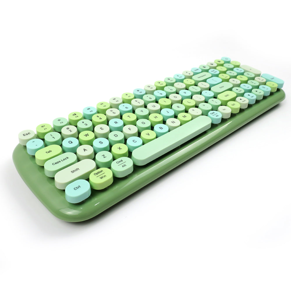 Mofii Candy BT keyboard for IOS and Android in pastel green and blue with round keys