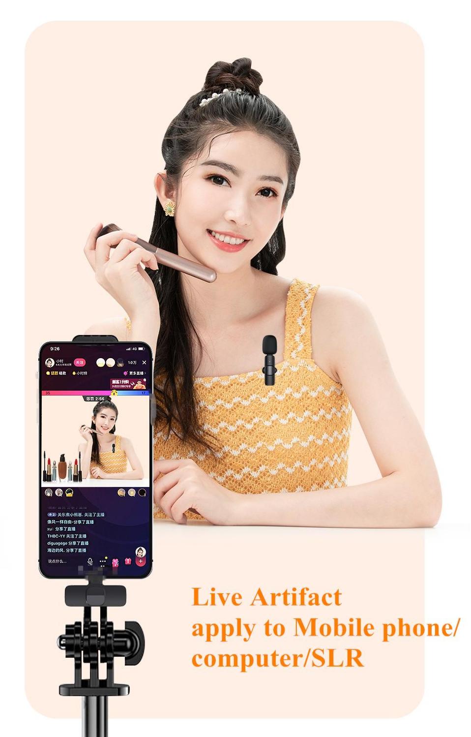 XTUGA K1 noise reduction mic attached to phone for live streaming and video recording