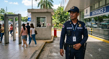 Best body camera for security guards in the Philippines, the SJCAM A10 clipped to a guard uniform