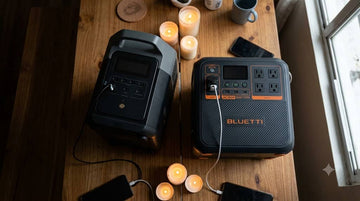 EcoFlow and Bluetti portable power stations compared side by side for value during a home brownout