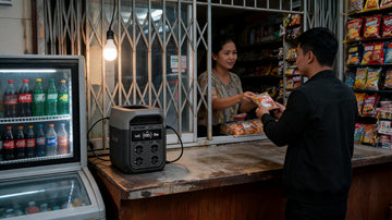EcoFlow DELTA powering a sari-sari store freezer and lights during a brownout