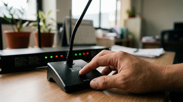 Pairing an XTUGA gooseneck microphone to its UHF conference receiver