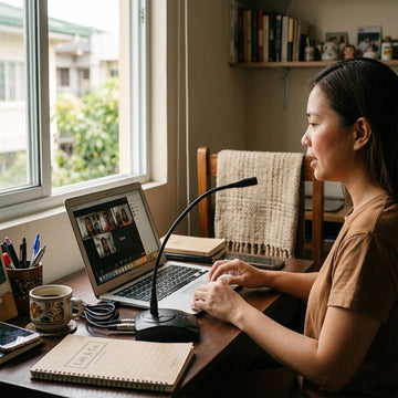 XTUGA XS200 desktop gooseneck microphone on a Philippine home office desk