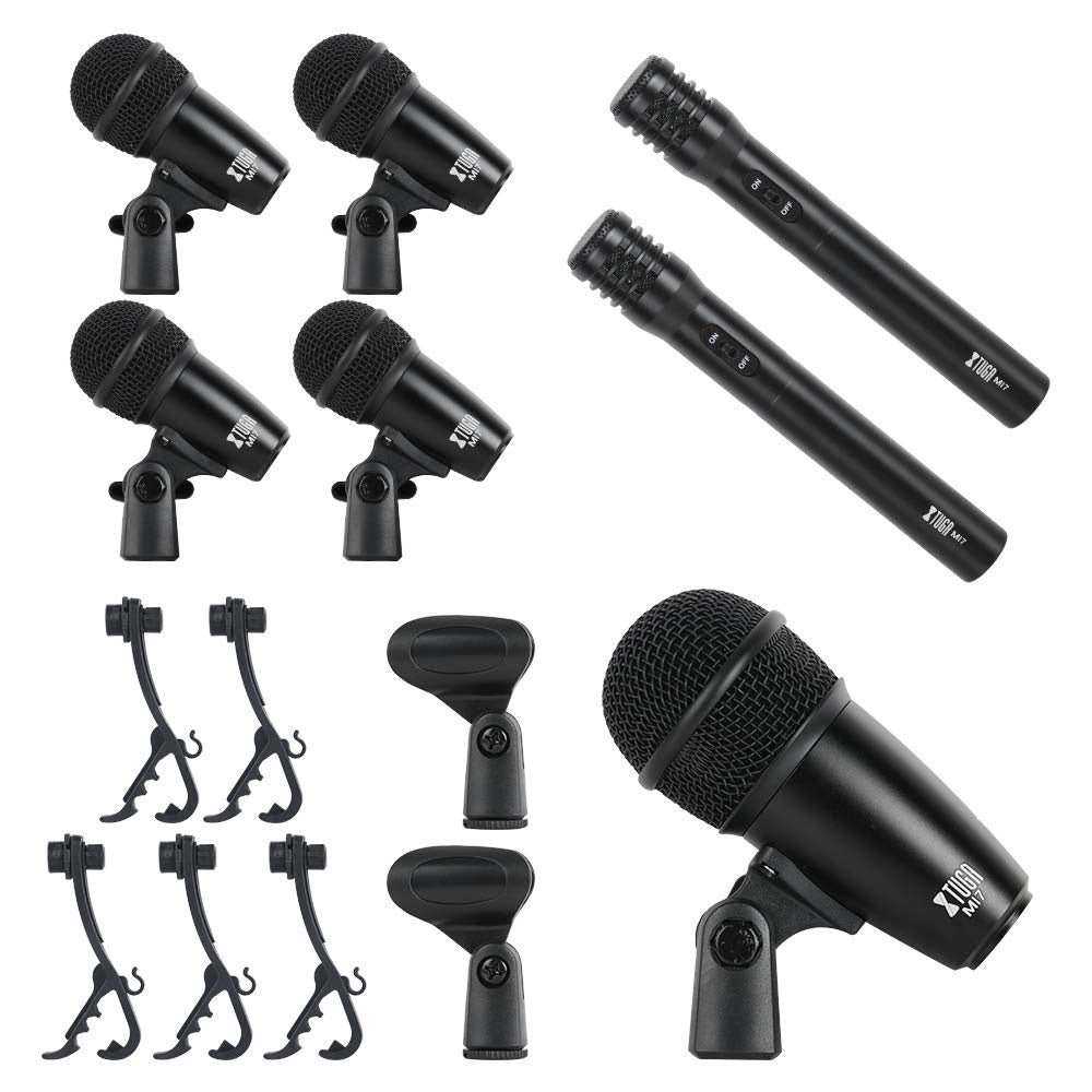 XTUGA New MI7 7Pcs Dynamic Drum Mic Kit Whole Metal Kick Bass Tom/Snare &amp; Cymbals Microphone