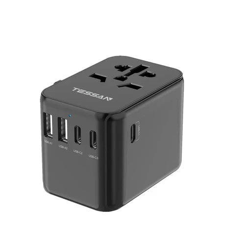 TESSAN 633FC 633UC Universal Travel Adapter International Plug Adaptor with 2 USB C Wall Charger 2 USB A Ports Worldwide Power Outlet Travel Essentials for US to European EU UK AUS  Type C,G, A,I All in One Worldwide Wall Charger Adaptor Power Outlet VMI