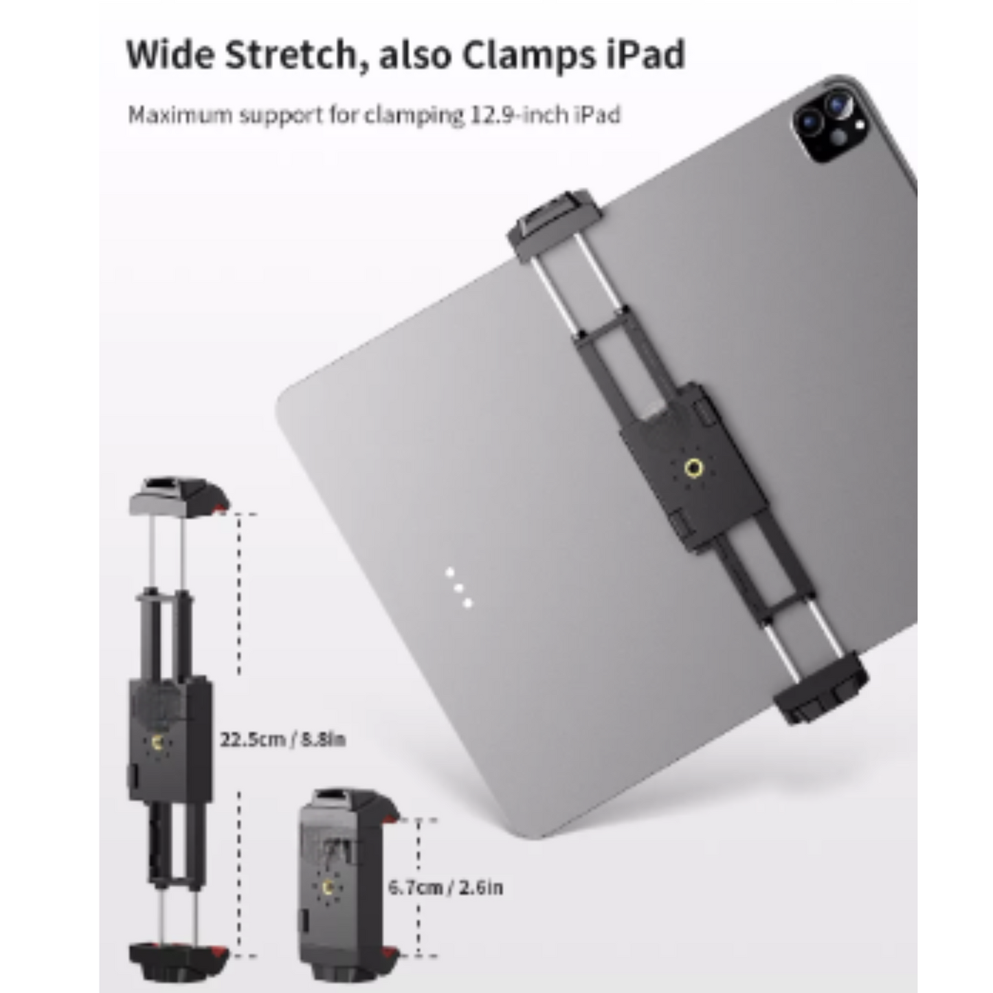 ST-29  Universal 2-in-1 with Cold Shoe Mount with Wide  Stretch Non-Slip Silicone Pad for Smartphone and Tablet for Shooting  Recording Videography Vlogging Travel and Photography Live Streaming