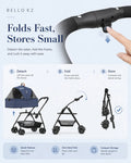 Bello SP02F2K 2in1 Detachable Lightweight Foldable Portable Pet Stroller Dog Cat Cart for Travel VMI