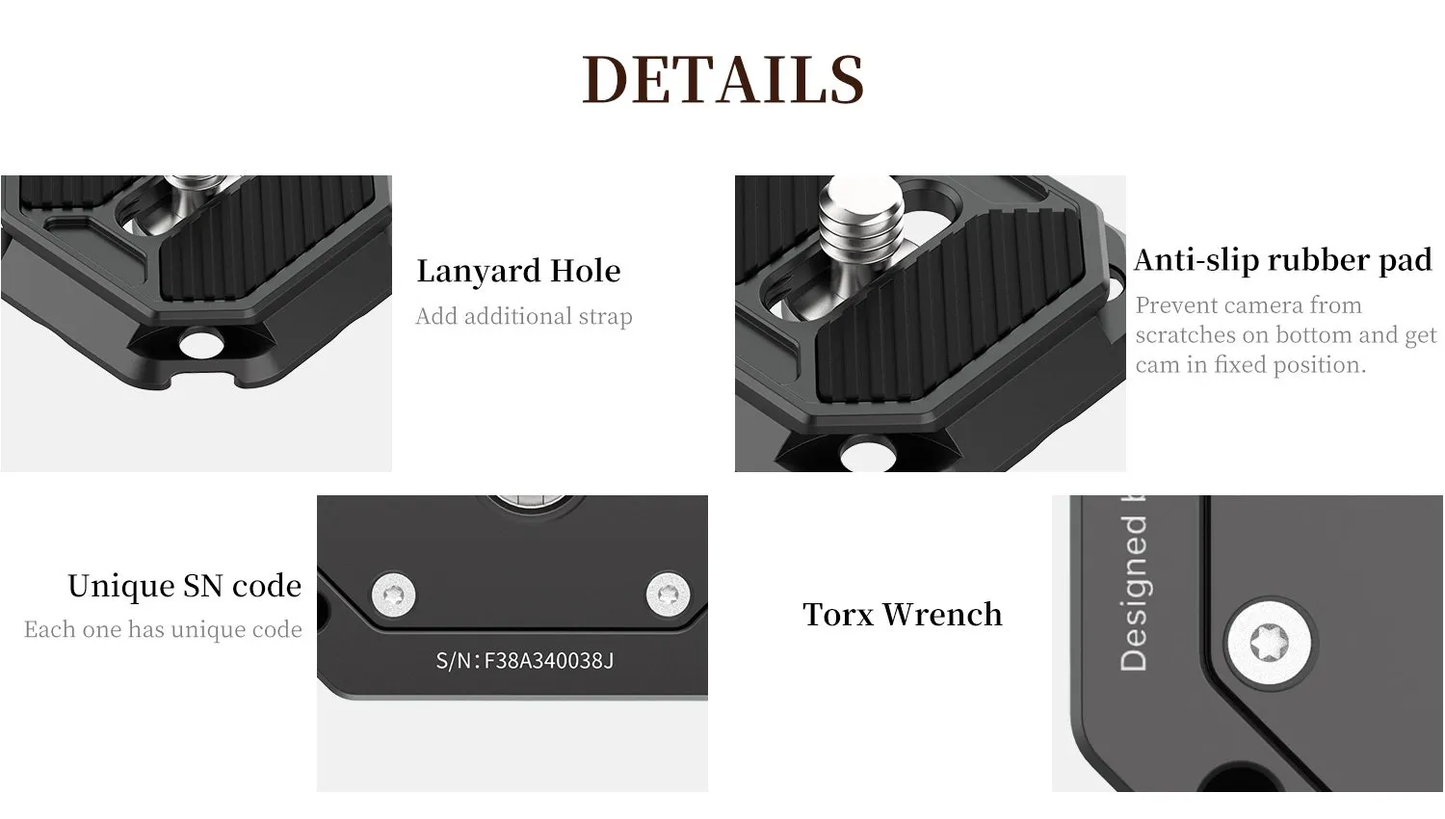 Ulanzi F38 Universal Arca-Swiss Plate Quick Release Set with Safe Lock for Action Cameras and Camera