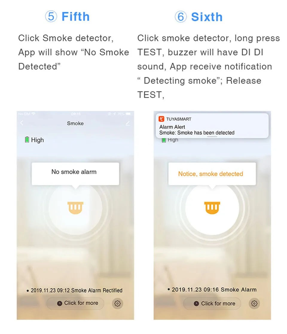 Daytech SM11 Wifi Smoke Detector Photoelectric Smoke Sensor Fire Alarm 80dB Tuya App for Home Mall