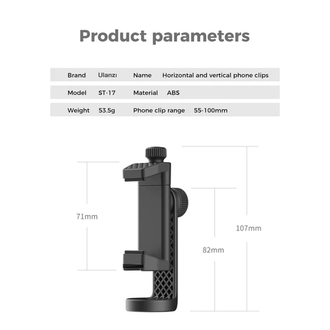 Ulanzi ST-17 360 Rotation Phone Holder Clamp Clip with Cold Shoe Mount for Microphone Light Tripod Mount Vertical Phone Tripod Mount Rotating Phone Tripod and Desk Stand  Universal Smartphone Tripod Vertical Shooting VMI DIRECT