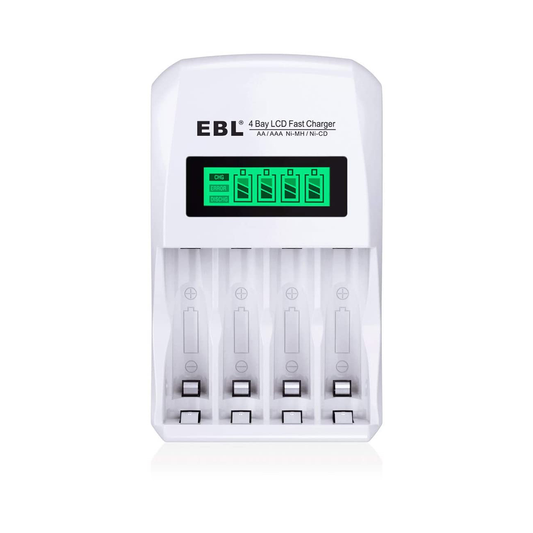 EBL LN-6907 4 Bay Fast Battery Charger with LCD Indicator Screen for AA AAA Rechargeable Battery