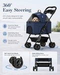 Bello SP02F2K 2in1 Detachable Lightweight Foldable Portable Pet Stroller Dog Cat Cart for Travel VMI