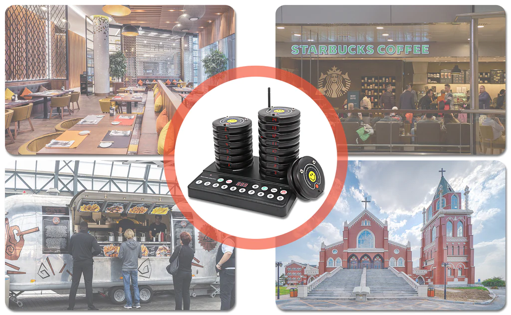 DAYTECH 6PCS Coaster Buzzer Restaurant Guest Pager Calling System 120m Long Range Beeper E-P1000 VMI