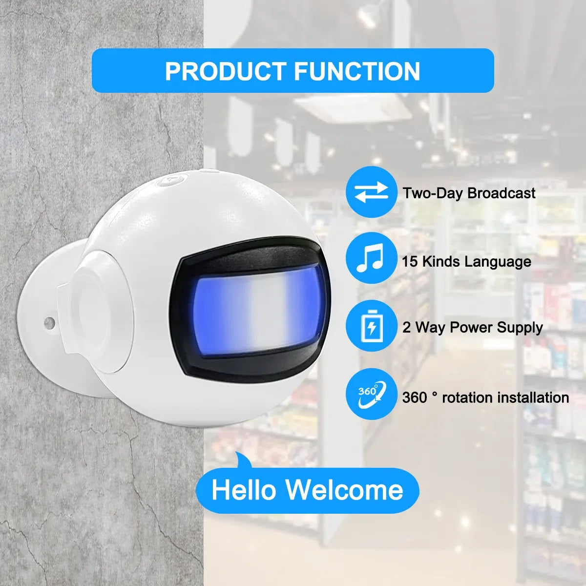 Daytech HW08 Welcome Chime Door Bell Doorbell Door Chime Shop Entry Chime Motion Sensor Chime & Bell