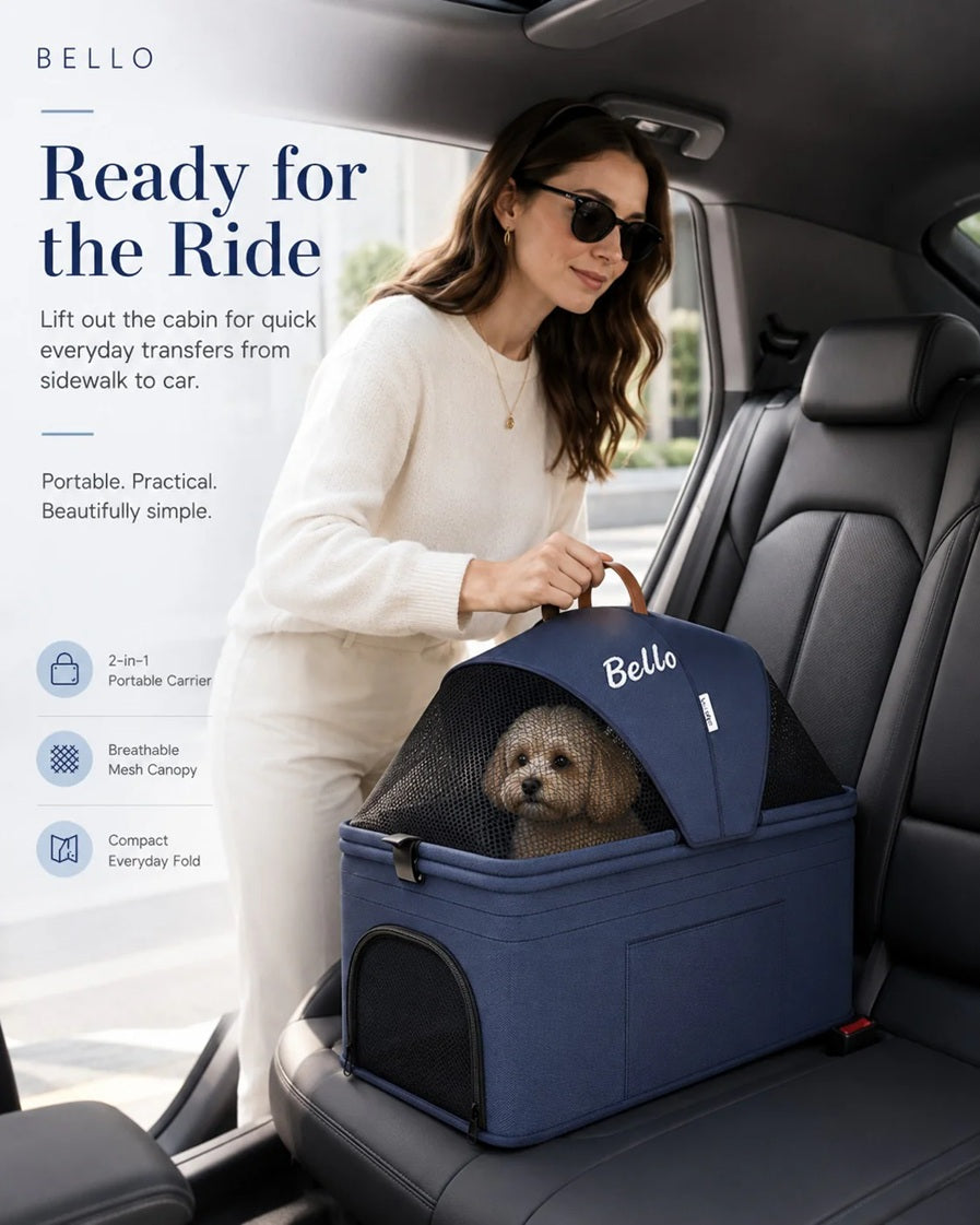 Bello SP02F2K 2in1 Detachable Lightweight Foldable Portable Pet Stroller Dog Cat Cart for Travel VMI