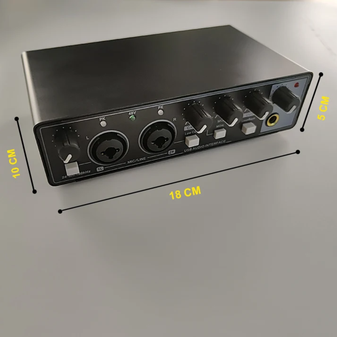 XTUGA M22D Factory OEM Professional Studio Metal Audio Interface 24-bit/192kHz 2 In/2 USB Audio Mixer