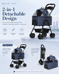 Bello SP02F2K 2in1 Detachable Lightweight Foldable Portable Pet Stroller Dog Cat Cart for Travel VMI