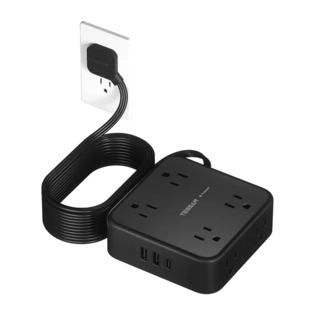 TESSAN PS03AUS Flat Plug Extension Cord Power Strip with USB Ports, Ultra-thin Design, Universal Compatibility, Travel-friendly, Surge Protection, Manila Stock.