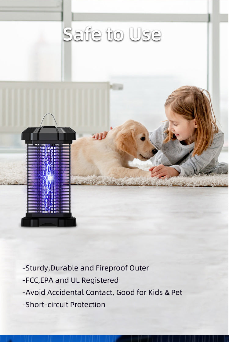 18W waterproof bug zapper with safe design for kids and pets, ideal for indoor use