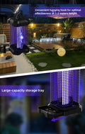 18W waterproof bug zapper with hanging hook and large-capacity storage tray for outdoor use