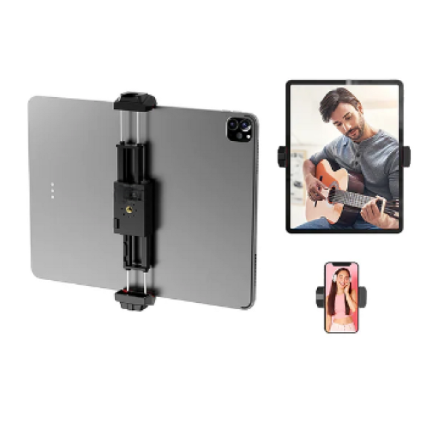 ST-29  Universal 2-in-1 with Cold Shoe Mount with Wide  Stretch Non-Slip Silicone Pad for Smartphone and Tablet for Shooting  Recording Videography Vlogging Travel and Photography Live Streaming