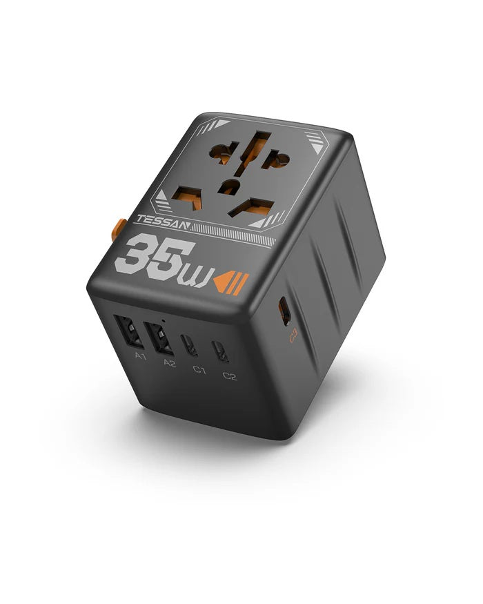 TESSAN TS-WTA03 Universal Travel Adapter with USB+Type C PD 65W Fast Charging Universal Plug Adaptor